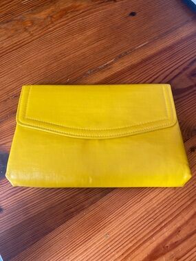 Vintage HL USA Yellow Leather Envelope Clutch